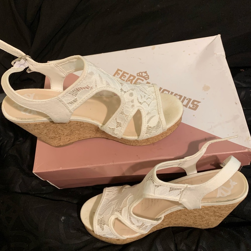 white wedge heels